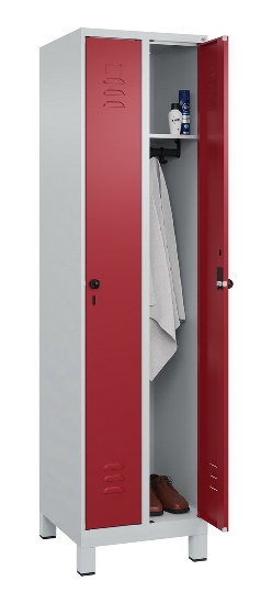 C+P Spind Classic PLUS 080010-39 mit Füßen 3 Abt. 250mm Zylinderschloss (HxBxT) 1950x750x500mm 7016/7016