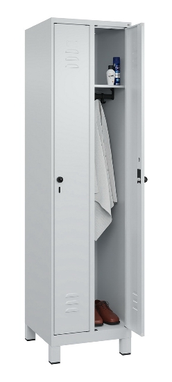 C+P Spind Classic PLUS 080010-39 mit Füßen 3 Abt. 250mm Zylinderschloss (HxBxT) 1950x750x500mm 7016/7016