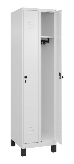 C+P Spind Classic PLUS 080010-39 mit Füßen 3 Abt. 250mm Zylinderschloss (HxBxT) 1950x750x500mm 7016/7016