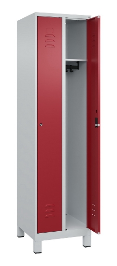 C+P Spind Classic PLUS 080010-39 mit Füßen 3 Abt. 250mm Zylinderschloss (HxBxT) 1950x750x500mm 7016/7016