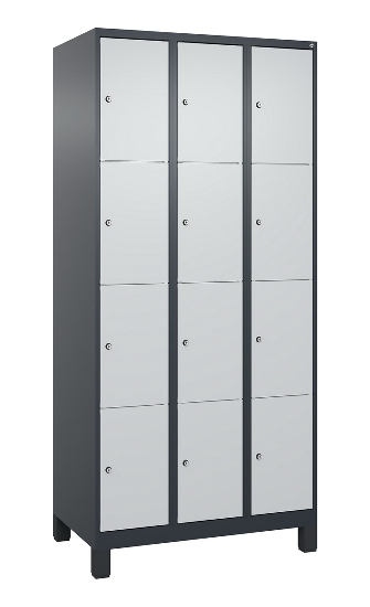 C+P Schließfachschrank Classic PLUS, Füße, 2 Abteile, 1950x800x500mm, 7035/7016