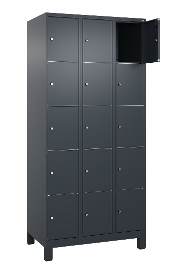 C+P Schließfachschrank Classic PLUS, Füße, 1 Abteil, 1950x300x500mm, 7035/5023