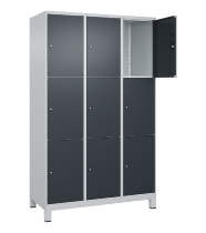 C+P Schließfachschrank Classic PLUS, Füße, 2 Abteile, 1950x800x500mm, 7035/7016