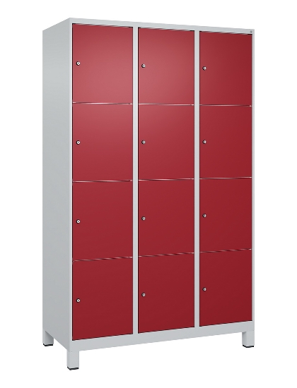 C+P Schließfachschrank Classic PLUS, Füße, 3 Abteile, 1950x900x500mm, 9016/9016