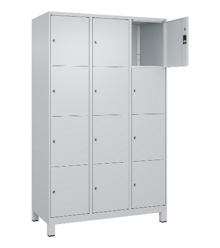 C+P Schließfachschrank Classic PLUS, Füße, 1 Abteil, 1950x300x500mm, 7035/5023