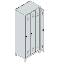 C+P Spind Classic PLUS 080010-39 mit Füßen 3 Abt. 250mm Zylinderschloss (HxBxT) 1950x750x500mm 7016/7016