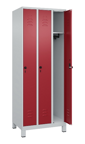 C+P Spind Classic PLUS 080010-39 mit Füßen 3 Abt. 250mm Zylinderschloss (HxBxT) 1950x750x500mm 7016/7016