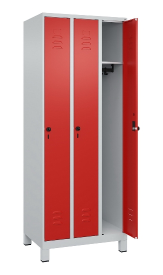 C+P Spind Classic PLUS 080010-39 mit Füßen 3 Abt. 250mm Zylinderschloss (HxBxT) 1950x750x500mm 7016/7016