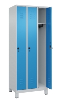 C+P Spind Classic PLUS 080010-39 mit Füßen 3 Abt. 250mm Zylinderschloss (HxBxT) 1950x750x500mm 7016/7016