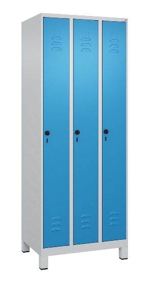 C+P Spind Classic PLUS 080010-39 mit Füßen 3 Abt. 250mm Zylinderschloss (HxBxT) 1950x750x500mm 7016/7016