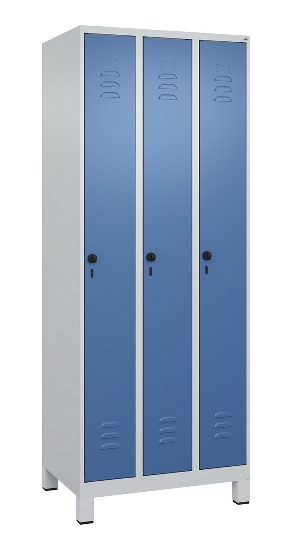 C+P Spind Classic PLUS 080010-39 mit Füßen 3 Abt. 250mm Zylinderschloss (HxBxT) 1950x750x500mm 7016/7016
