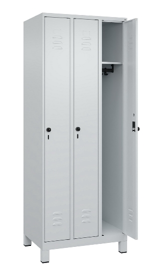 C+P Spind Classic PLUS 080010-39 mit Füßen 3 Abt. 250mm Zylinderschloss (HxBxT) 1950x750x500mm 7016/7016
