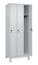 C+P Spind Classic PLUS 080010-39 mit Füßen 3 Abt. 250mm Zylinderschloss (HxBxT) 1950x750x500mm 7016/7016
