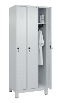 C+P Spind Classic PLUS 080010-39 mit Füßen 3 Abt. 250mm Zylinderschloss (HxBxT) 1950x750x500mm 7016/7016