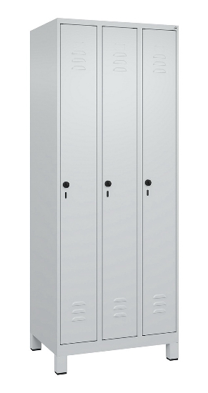 C+P Spind Classic PLUS 080010-39 mit Füßen 3 Abt. 250mm Zylinderschloss (HxBxT) 1950x750x500mm 7016/7016