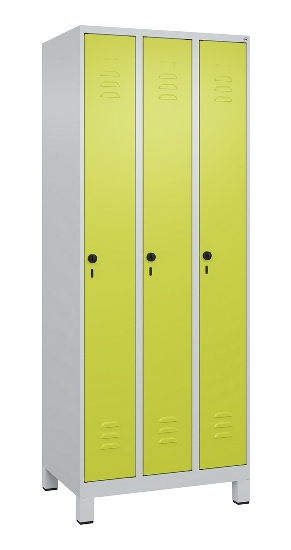 C+P Spind Classic PLUS 080010-39 mit Füßen 3 Abt. 250mm Zylinderschloss (HxBxT) 1950x750x500mm 7016/7016