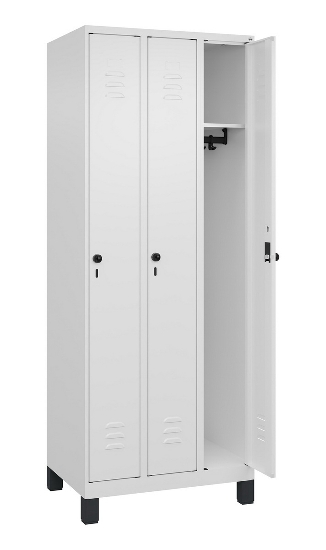 C+P Spind Classic PLUS 080010-39 mit Füßen 3 Abt. 250mm Zylinderschloss (HxBxT) 1950x750x500mm 7016/7016