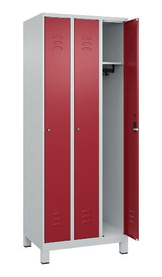 C+P Spind Classic PLUS 080010-39 mit Füßen 3 Abt. 250mm Zylinderschloss (HxBxT) 1950x750x500mm 7016/7016