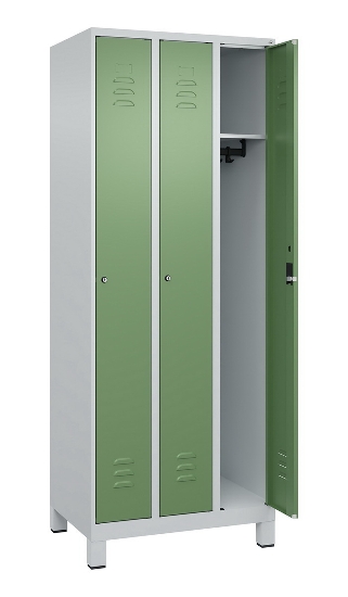 C+P Spind Classic PLUS 080010-39 mit Füßen 3 Abt. 250mm Zylinderschloss (HxBxT) 1950x750x500mm 7016/7016