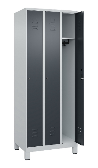 C+P Spind Classic PLUS 080010-39 mit Füßen 3 Abt. 250mm Zylinderschloss (HxBxT) 1950x750x500mm 7016/7016
