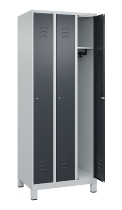 C+P Spind Classic PLUS 080010-39 mit Füßen 3 Abt. 250mm Zylinderschloss (HxBxT) 1950x750x500mm 7016/7016