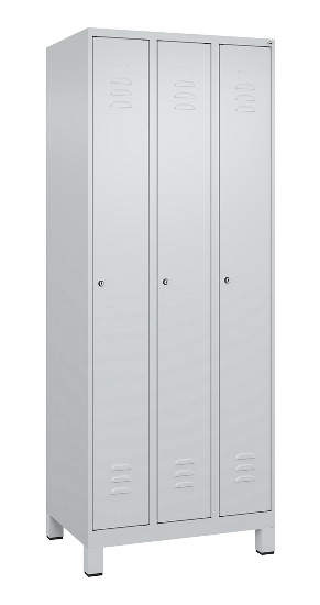 C+P Spind Classic PLUS 080010-39 mit Füßen 3 Abt. 250mm Zylinderschloss (HxBxT) 1950x750x500mm 7016/7016