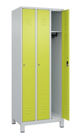 C+P Spind Classic PLUS 080010-39 mit Füßen 3 Abt. 250mm Zylinderschloss (HxBxT) 1950x750x500mm 7016/7016