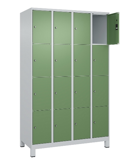 C+P Schließfachschrank Classic PLUS, Sockel, 4 Abteile, 1950x1200x500mm, 7016/7016