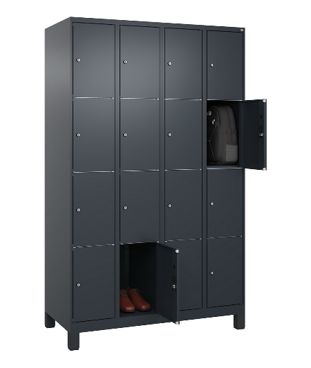 C+P Schließfachschrank Classic PLUS, 1 Abt. 4 Fächer übereinander, 1850x300x500mm, 7016/7016