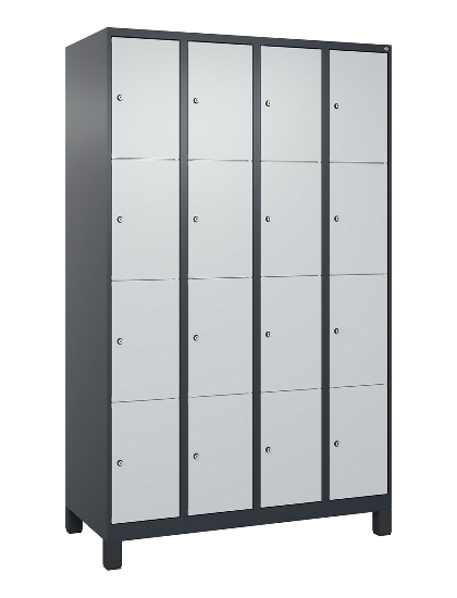 C+P Schließfachschrank Classic PLUS, 1 Abt. 4 Fächer übereinander, 1850x300x500mm, 7016/7016