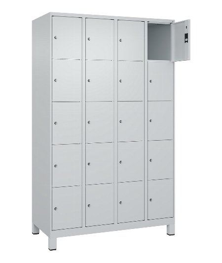 C+P Schließfachschrank Classic PLUS, Füße, 1 Abteil, 1950x300x500mm, 7035/5023