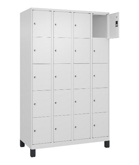 C+P Schließfachschrank Classic PLUS, Füße, 2 Abteile, 1950x800x500mm, 9016/9016