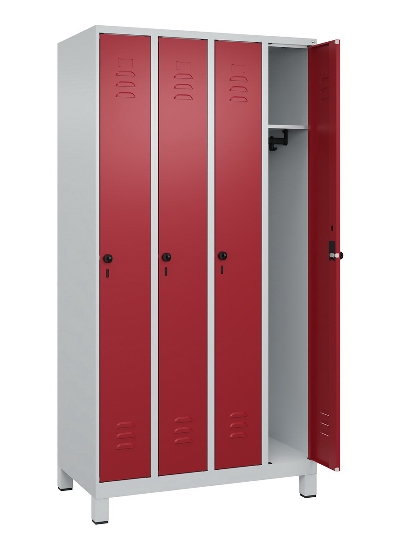 C+P Spind Classic PLUS 080010-39 mit Füßen 3 Abt. 250mm Zylinderschloss (HxBxT) 1950x750x500mm 7016/7016