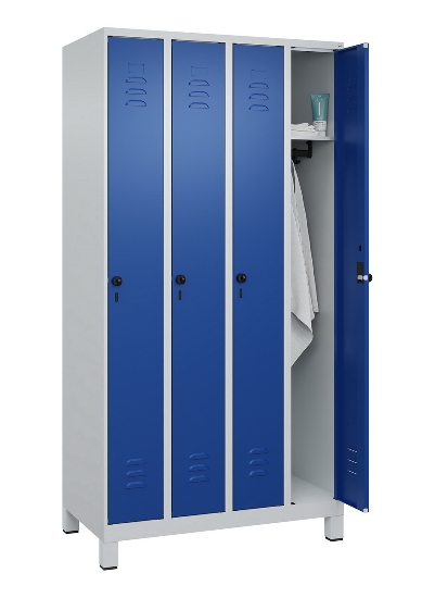 C+P Spind Classic PLUS 080010-39 mit Füßen 3 Abt. 250mm Zylinderschloss (HxBxT) 1950x750x500mm 7016/7016