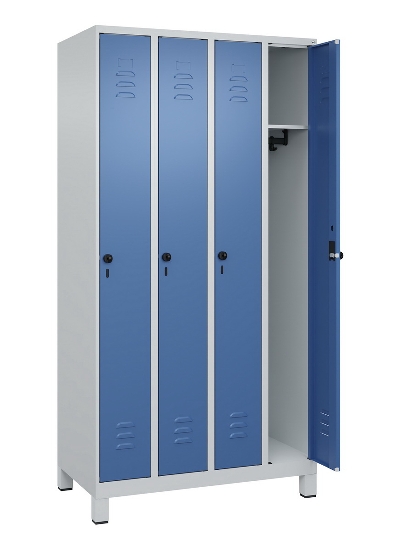 C+P Spind Classic PLUS 080010-39 mit Füßen 3 Abt. 250mm Zylinderschloss (HxBxT) 1950x750x500mm 7016/7016