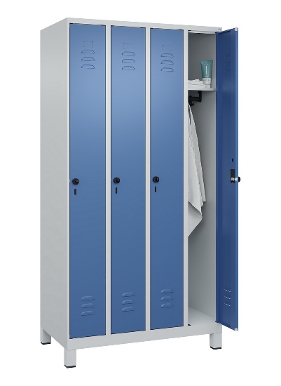 C+P Spind Classic PLUS 080010-39 mit Füßen 3 Abt. 250mm Zylinderschloss (HxBxT) 1950x750x500mm 7016/7016