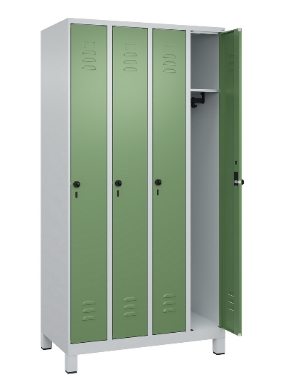 C+P Spind Classic PLUS 080010-39 mit Füßen 3 Abt. 250mm Zylinderschloss (HxBxT) 1950x750x500mm 7016/7016