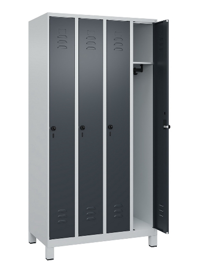 C+P Spind Classic PLUS 080010-39 mit Füßen 3 Abt. 250mm Zylinderschloss (HxBxT) 1950x750x500mm 7016/7016