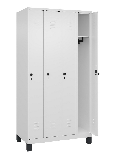 C+P Spind Classic PLUS 080010-39 mit Füßen 3 Abt. 250mm Zylinderschloss (HxBxT) 1950x750x500mm 7016/7016
