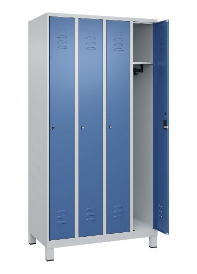 C+P Spind Classic PLUS 080010-39 mit Füßen 3 Abt. 250mm Zylinderschloss (HxBxT) 1950x750x500mm 7016/7016