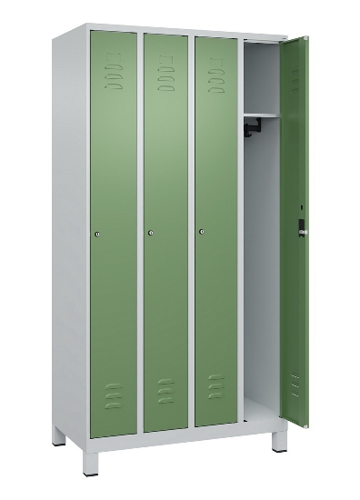 C+P Spind Classic PLUS 080010-39 mit Füßen 3 Abt. 250mm Zylinderschloss (HxBxT) 1950x750x500mm 7016/7016