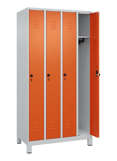 C+P Spind Classic PLUS 080010-39 mit Füßen 3 Abt. 250mm Zylinderschloss (HxBxT) 1950x750x500mm 7016/7016