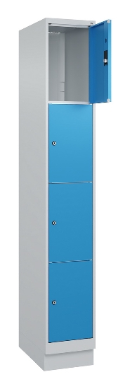 C+P Schließfachschrank Classic PLUS, Füße, 3 Abteile, 1950x900x500mm, 9016/9016