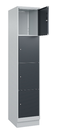 C+P Schließfachschrank Classic PLUS, Füße, 1 Abteil, 1950x300x500mm, 7035/5023