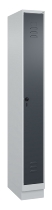 C+P Spind Classic PLUS 080020-39 mit Sockel 3 Abt. 250mm Drehriegel (HxBxT) 1950x750x500mm 7035/3003