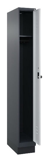 C+P Spind Classic PLUS 080020-39 mit Sockel 3 Abt. 250mm Drehriegel (HxBxT) 1950x750x500mm 7035/3003
