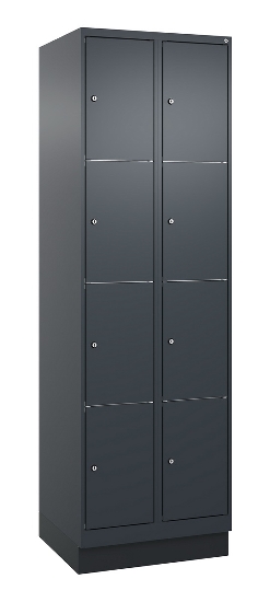 C+P Schließfachschrank Classic PLUS, Sockel, 2 Abteile, 1950x600x500mm, 7016/7016