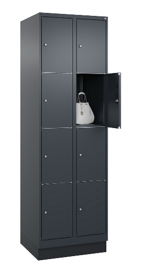 C+P Schließfachschrank Classic PLUS, Füße, 2 Abteile, 1950x600x500mm, 9016/9016