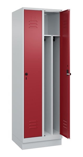 C+P Spind Classic PLUS 080020-12f mit Sockel 1 Abt.400mm Trennwand Drehriegel (HxBxT) 1950x400x500mm 7035/2004