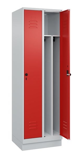 C+P Spind Classic PLUS 080020-12f mit Sockel 1 Abt.400mm Trennwand Drehriegel (HxBxT) 1950x400x500mm 7035/2004
